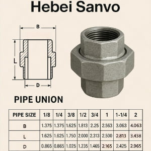 threaded union dimensions